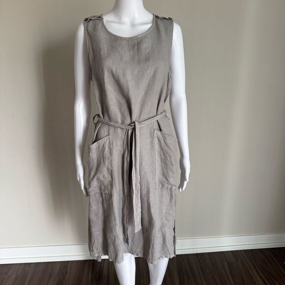 Terzo Millenio Made In Italy 100% Linen Dress Size L - Picture 1 of 8